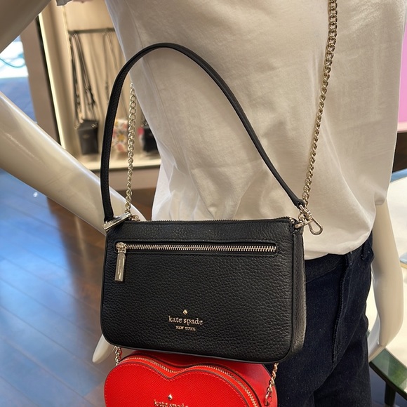 Kate Spade Leila Pebble Leather Convertible Wristlet Wallet Clutch Black - Picture 13 of 16